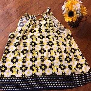 Yellow and black parrot tank top